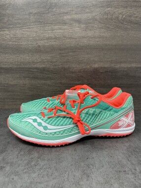 Saucony Kilkenny XC 5 Track Running Spikes Shoes Womens Size 10.5 Green Pink